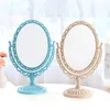 Vintage Desktop Compact Mirrors Graverade hj￤rtform Double Faced Makeup Mirror Personliga sminkverktyg