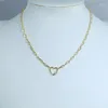 Choker Luxury Heart Charm Pendant Necklace Gold Color Link Chain White Cubic Zircon Kids Bohemian Women Fashion Jewelry