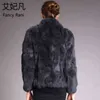 FURE FURE FUA FAUX Natural Rabbit For Women Winter Jackets Stand Furt Furt Plat Fat Fatel w sprzedaży z L220829