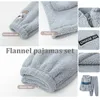 Men's Sleepwear Casual Hooded Pajama Sets Winter Thick Flannel Warm Pajamas for Cartoon Embroidery Zipper Trendyol 220830