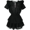 Casual Dresses BOHO INSPIRED Black Mini Party Cotton Ruffled Short Sleeve Tiered Chic Summer Sweet Women Dress Za Ladies 0830