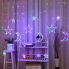 زينة عيد الميلاد LED String Lights Moon Star Xmas Year 2022 Curtain Lamp for Home Noel