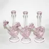 Narguilés 9 pouces en forme de coeur rose vert bleu couleur verre bongs conduites d'eau Dab plates-formes pétrolières avec bols de coeur de 14mm