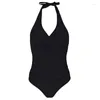 Women's Swimwear Charming Women Bodysuit Swimming Suits Monokini Neck Hanger Cross Bandage Swimwears Beachwear Rompers Summer 2022