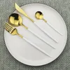 Flatware Sets 16Pcs/24Pcs/32Pcs White Gold Cutlery Set 18/10 Stainless Steel Dinnerware Kitchen Tableware Knife Fork Spoon Dinner