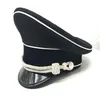 Шляпа шляпы с краями Второй мировой войны немецкий элитный офицер козырьк шляпа кепка черная труба Серебряный шнур 57 58 59 60 61 см воспроизводство военных 307J