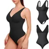 Women Slimming Underwear Bodysuit Jumsuit Body Shaper Waist Trainer Corset Shapewear Thong V Neck Top with Padded Bra Postpartum Recovery