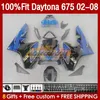 Injection Fairings For Daytona-675 02-08 Daytona 675 R 675R 02 03 04 05 06 07 08 Bodywork 148No.52 Daytona675 2002 2003 2004 2005 2006 2007 2008 OEM Body Kit blue black blk
