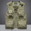 Mens Vests Summer Men Unloading Tactical Coat Casual Pographer Waistcoat Mesh Work Sleeveless Jacket Tools Pocket 5XL 220829