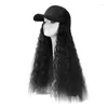 Casquettes de baseball pour femmes et cheveux longs bouclés Fashion Wig Hat