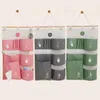 Sacs de rangement sur les poches de porte organisateur suspendu lin coton tissu mur placard maison pour chambre