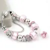 Charm Bracelets Arrival Pink Ball Bead Bracelet Women Jewelry Breast Cancer Awareness Ribbon For Gift Bijoux Pulsera