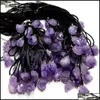 Pendant Necklaces Natural Amethyst Rough Stone Crystal Pendant Necklace Energy Stones Healing Meditation Yoga Gift Wholesale Drop Del Otyem