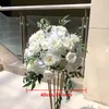 4PCSヨーロッパスタイルのホワイトバラアジサイ人工花結婚式のテーブルセンターピースのためのキスボールパーティーサイトレイアウト小道具