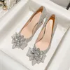 New Wedding Shoe Women Stiletto Bow Rhinestone Crystal Bridesmaid Pointed Toe