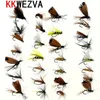 Hameçons de pêche KKWEZVA 30 pièces leurre mouche à beurre insectes Style différent mouches à saumon truite simple mouche sèche leurres 220830