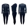 Women Velvet Tracksuits Casual Two Piece Set Hoodies Velour Coat And Leggings Jogging Suit