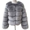 Women's fur Hjqjljls Long Sleeves Faux Coat 2022 Winter Women Fashion Thick Warm Fuzzy Outerwear Female Grey/Black Fake Fur Jacket L220829