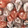 ديكورات عيد الميلاد 12pcs 5 10 12 بوصة البالونات المعدنية اللاتكس كروم البالونات المعدنية اللامعة البالون الوردي جلود غلود الحفل ديكور الحدث 220829
