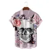 Camisas casuais masculinas de verão masculino de camisa havaiana Fashion Horror Flusas Blugues vintage Camisa Masculina Ropa Button