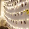 Stringhe LED String Lights con Po Clip USB Batteria Fata Ghirlanda Decorazione natalizia Tenda da parete per feste di nozze all'aperto