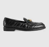 Super qualité double-c Femmes Hommes chaussures de sport mocassins en cuir de veau souple mocassins matelassés appartements noirs Chaussures originales avec boîte
