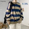 Blusas masculinas mskie swetry w Paski Pary vintage plus size 3xl przyczynowe harajuku wszystkie mecze proste street wear dzianiny koreaski sweter 220830