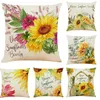 Pillow Sunflower Printed Cover 45x45 Inch Spring Summer Home Decor Cushion Square Linen Pillowcase For Couch