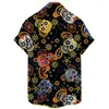 Men's Casual Shirts 2022 Men's Printed Oversized Short Sleeve Shirt 3D Skull Top And Women's Breathable Hawaiian 5XL