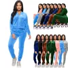 Kvinnor Velvet Tracksuits Casual Two Piece Set Hoodies Velor Coat and Leggings Jogging Suit