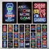 Autres accessoires de mode Peinture en métal Rétro Tin Sign Neon Art Gamer Boy Jouant à des jeux Manger Peinture Maison Salon Décor Unique Panneau En Métal T220829