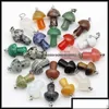 Charms Charms Sieraden bevindingen Componenten Mix Natural Stone Quartz Crystal Amethist Agates Aventurine Mushroom Pendant voor DIY Making Otiok