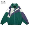 Mensjackor Mens Spring Jacket Men Patchwork Japanese Stand Collar Windbreaker Coat College College Loose Jackets Par Hip Hop Autumn 220830