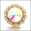 Klamry haczyki Rhinestone Połącz 18 mm przycisk Snap Button Złoty kolor metalowe uroki słońca do snapów miłośnik biżuterii