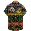 Men's Casual Shirts 2022 Men's Printed Oversized Short Sleeve Shirt 3D Skull Top And Women's Breathable Hawaiian 5XL