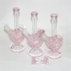 Bang en verre Dab Rig Hookahs 14mm Joint Bongs Recycler Rigs Tube Pipe à eau avec bol à fumer en forme de coeur rose