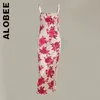 Robes décontractées Alobee Floral Imprimé Robes Moulantes Paresseux Slim Streetwear Chic Vintage Tenues Simple Élégant Femme Vestidos Robe Femme 220829