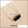 H￤ngselhalsband Natural Stone Pendant Druzy Crystal Necklace Gold Oval Style Amethyst Rose Quartz Chakra Healing Jewelry F Sexyhanz Dhcxz