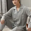 Men's Sleepwear Autumn Winter 100 Cotton Pijama for Men Dormir Lounge Pyjamas Blue Bedgown Home Clothes Man Bedroom PJ Pajamas 220830