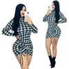 Lettre Imprimé Robe À Manches Longues Vêtements Pour Femmes Mode Casual Slim Robes Sexy Plus La Taille S-2XL