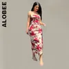 Robes décontractées Alobee Floral Imprimé Robes Moulantes Paresseux Slim Streetwear Chic Vintage Tenues Simple Élégant Femme Vestidos Robe Femme 220829