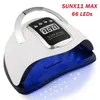 Asciuga Unghie SUNX11 MAX Luce Lampada UV LED per Manicure Smalto Gel a Polimerizzazione Rapida 66 Led Asciugatura a Macchina 220829