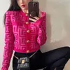 B16 Vestes pour femmes Manteaux Occasions élégantes Vintage New cerise girl party Épaulettes de haute qualité Cardigan tricoté Femme Chic Casual Pull Manteau