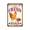 Metallmålning Färska ägg Metal Tin Sign Farm Shop French Cafe Milk Home Wall Decor Vintage Poster Tinplattor Happy Chicken Retro Plack T220829