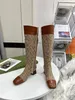 Bottes tricotées avec lettres pour femmes, sexy, chaussettes d'extérieur, demi-bottes, chaussures plates en toile, taille 35 à 41