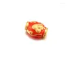 Collane con ciondolo AGOSTO 999 ORO GIALLO 24K 3D CRAFT PALLA OVALE COLORE ROSSO