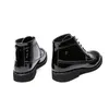 British Brogue Boots Men Shoes Glossy Patent Leather PU Classic Carved Lace Fashion Casual Street All-match AD045