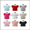 Bonnet/Crâne Casquettes Enfants Designer Chapeaux Casquettes Bébé Hiver Gros Enfants Tricoté Pom Poms Laine À La Main Crochet Bonnets Filles Garçons Bo Otj4X