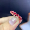 Clusterringen Natuurlijke Birmese Ruby Stone -maat voor 3 mm 6 stukken met 925 zilveren vrouwen sieraden