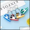 Keychains Keychains Fashion Accessories 2022 Selling New Style Stereo Sneakers Button Pendant 3D Mini Basketball Shoes Model Soft Pla Dhqh7